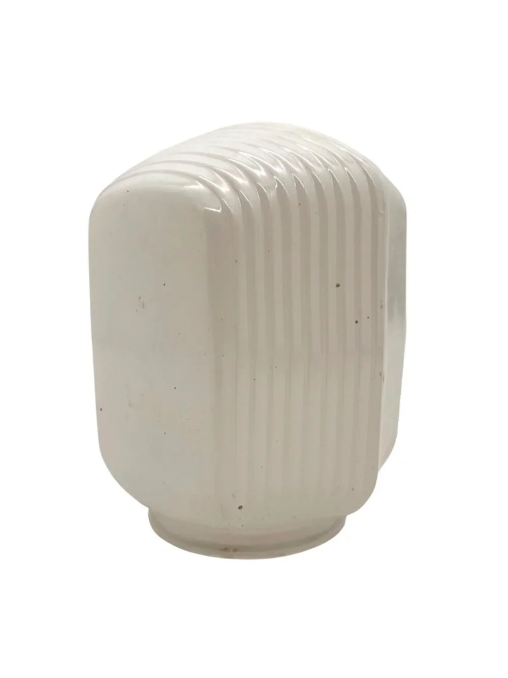 Vintage Milk Glass Art Deco Light Fixture Shade With Clear Geometric Panel 6" - Picture 9 of 13